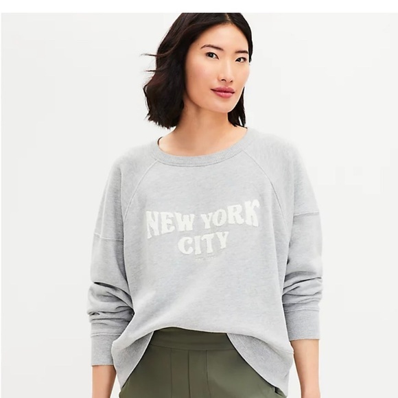 Lou & Grey Sweaters - Lou & Grey New York City Sweatshirt Gray Size S Chenille Letter Pullover